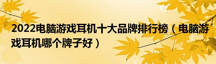 2022电脑游戏耳机十大品牌排行榜（电脑游戏耳机哪个牌子好）