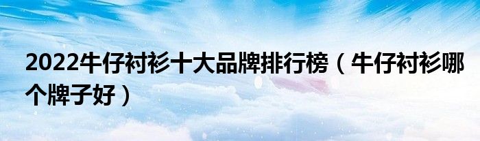 2022牛仔衬衫十大品牌排行榜（牛仔衬衫哪个牌子好）