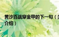 黄沙百战穿金甲的下一句（关于黄沙百战穿金甲的下一句的介绍）