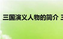 三国演义人物的简介 三国演义人物简介资料