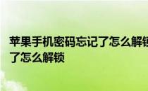 苹果手机密码忘记了怎么解锁不丢失文件 苹果手机密码忘记了怎么解锁