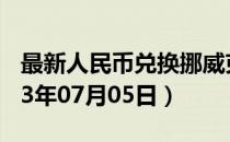 最新人民币兑换挪威克朗汇率汇价查询（2023年07月05日）