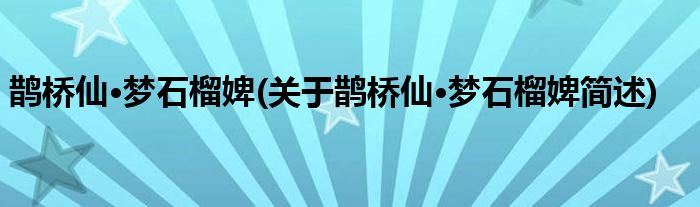 鹊桥仙·梦石榴婢(关于鹊桥仙·梦石榴婢简述)