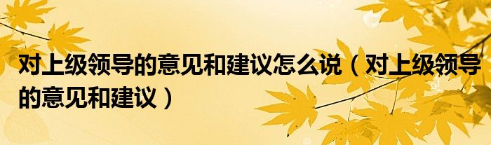 对上级领导的意见和建议怎么说（对上级领导的意见和建议）