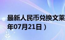 最新人民币兑换文莱元汇率汇价查询（2023年07月21日）