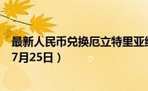 最新人民币兑换厄立特里亚纳克法汇率汇价查询（2023年07月25日）