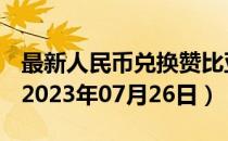 最新人民币兑换赞比亚克瓦查汇率汇价查询（2023年07月26日）
