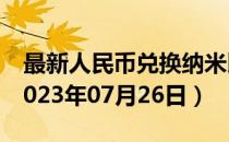 最新人民币兑换纳米比亚元汇率汇价查询（2023年07月26日）