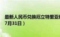 最新人民币兑换厄立特里亚纳克法汇率汇价查询（2023年07月31日）