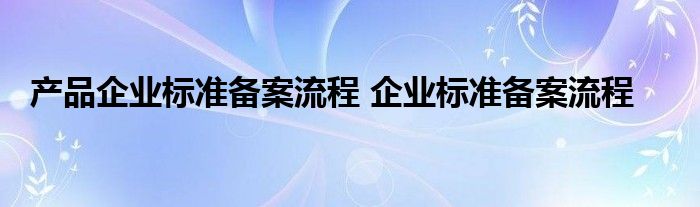 产品企业标准备案流程 企业标准备案流程 