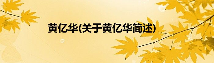 黄亿华(关于黄亿华简述)