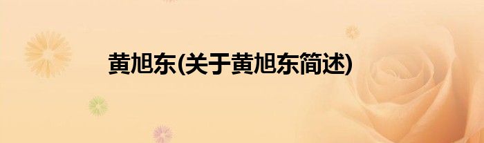 黄旭东(关于黄旭东简述)