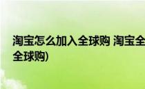 淘宝怎么加入全球购 淘宝全球购怎么申请(淘宝店如何申请全球购)