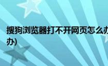 搜狗浏览器打不开网页怎么办(搜狗浏览器不能打开网页怎么办)