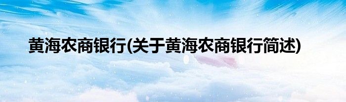 黄海农商银行(关于黄海农商银行简述)