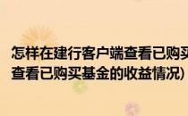 怎样在建行客户端查看已购买基金的收益(怎样在建行客户端查看已购买基金的收益情况)