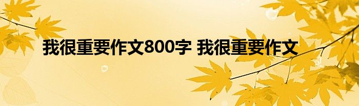 我很重要作文800字 我很重要作文