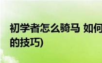 初学者怎么骑马 如何学会基本骑乘(初学骑马的技巧)