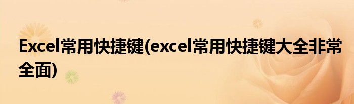 Excel常用快捷键(excel常用快捷键大全非常全面)