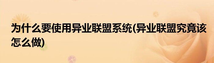 为什么要使用异业联盟系统(异业联盟究竟该怎么做)