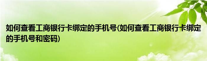 如何查看工商银行卡绑定的手机号(如何查看工商银行卡绑定的手机号和密码)