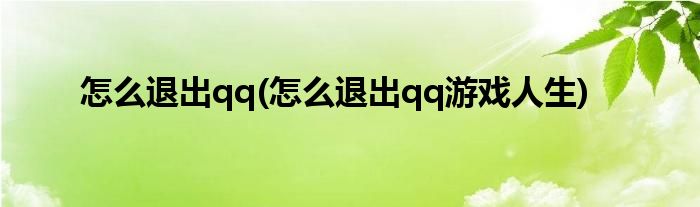 怎么退出qq(怎么退出qq游戏人生)