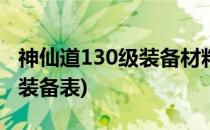神仙道130级装备材料(神仙道160级到275级装备表)