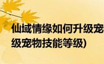 仙域情缘如何升级宠物技能(仙域情缘如何升级宠物技能等级)