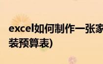excel如何制作一张家庭装修预算表(怎样做家装预算表)