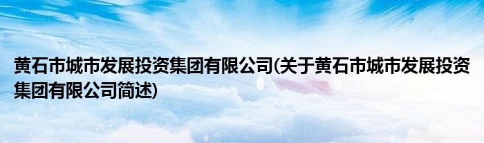 黄石市城市发展投资集团有限公司(关于黄石市城市发展投资集团有限公司简述)
