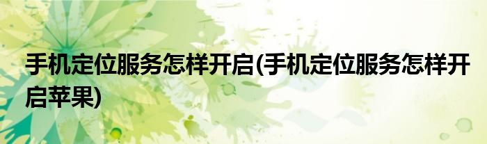 手机定位服务怎样开启(手机定位服务怎样开启苹果)