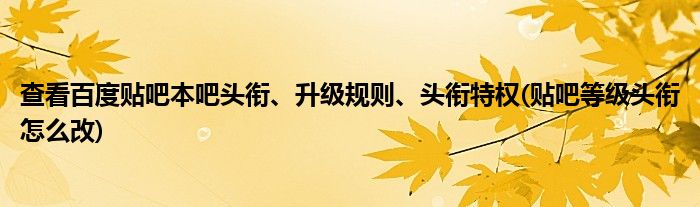 查看百度贴吧本吧头衔、升级规则、头衔特权(贴吧等级头衔怎么改)