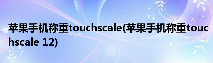 苹果手机称重touchscale(苹果手机称重touchscale 12)