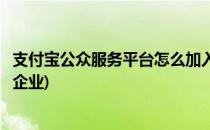 支付宝公众服务平台怎么加入(支付宝公众服务平台怎么加入企业)