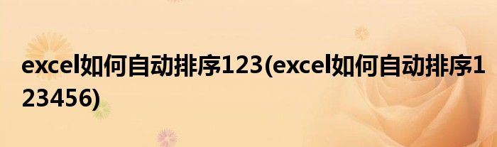 excel如何自动排序123(excel如何自动排序123456)