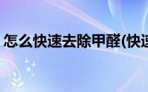 怎么快速去除甲醛(快速除甲醛的方法有哪些)