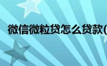 微信微粒贷怎么贷款(微信微粒贷贷款流程)