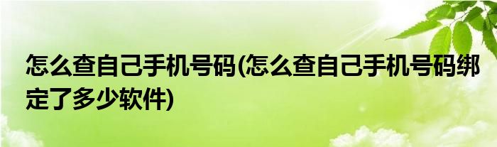 怎么查自己手机号码(怎么查自己手机号码绑定了多少软件)