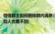 微信群主如何删除群内消息(微信群主如何删除群内消息并让别人也看不到)