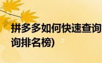 拼多多如何快速查询排名(拼多多如何快速查询排名榜)