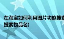 在淘宝如何利用图片功能搜索物品(在淘宝如何利用图片功能搜索物品名)