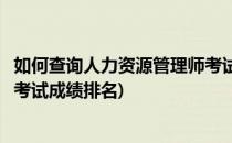 如何查询人力资源管理师考试成绩(如何查询人力资源管理师考试成绩排名)