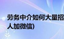劳务中介如何大量招人(劳务中介如何大量招人加微信)