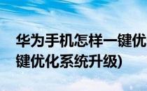 华为手机怎样一键优化系统(华为手机怎样一键优化系统升级)