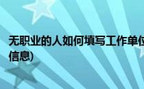 无职业的人如何填写工作单位(无职业的人如何填写工作单位信息)