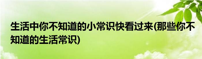 生活中你不知道的小常识快看过来(那些你不知道的生活常识)