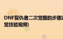 DNF复仇者二次觉醒的步骤以及二觉技能截图(dnf复仇者二觉技能视频)