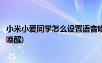 小米小爱同学怎么设置语音唤醒(小米如何设置小爱同学语音唤醒)