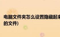 电脑文件夹怎么设置隐藏起来(电脑文件夹怎么设置隐藏起来的文件)