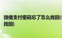 微信支付密码忘了怎么找回(华为手机微信支付密码忘了怎么找回)